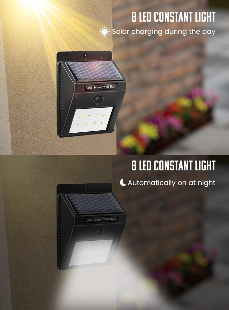 Solar Flash Light Light Motion Sensor Waterproof Sunlight Garden Decoration Street Lights Outdoor Options available Solar Powered Lantern Wall Lamp LED Sola Light White LED. 