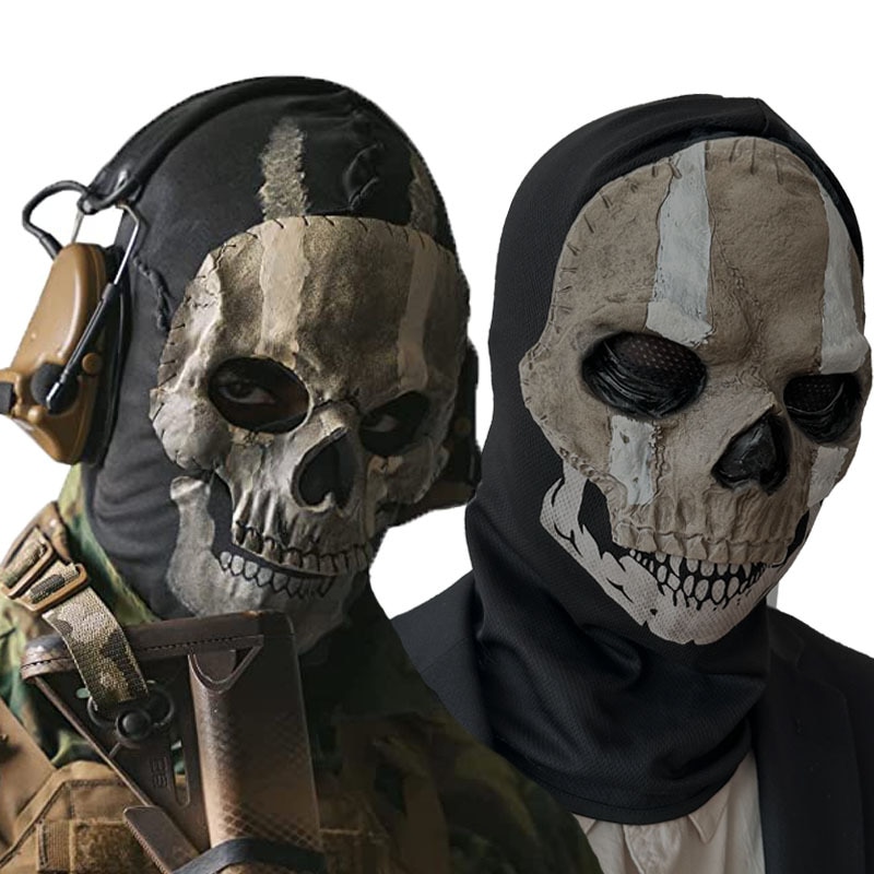 ghost mask Unisex Horror Ghost Skull Mask ghost Call of Duty Latex Headgear Helmet Cosplay Perform Party Masquerade Prop Halloween CosplayParty Games Crafts