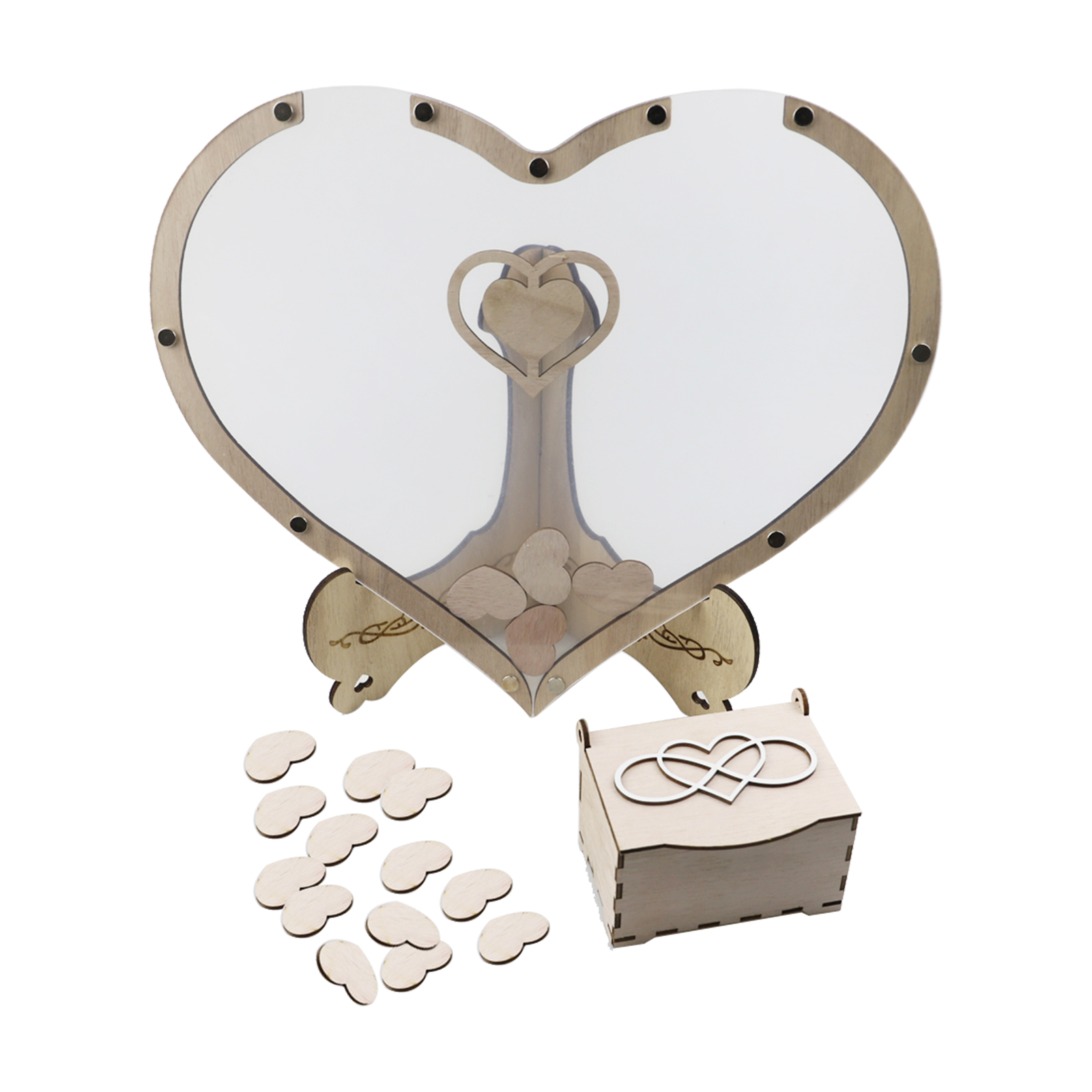 Migeet Wedding Guest Book DIY Rustic Party Wedding Drop Box Wooden Box 80PCS Wood Chips for Wedding Reception Table Decorations Baby Shower Anniversary