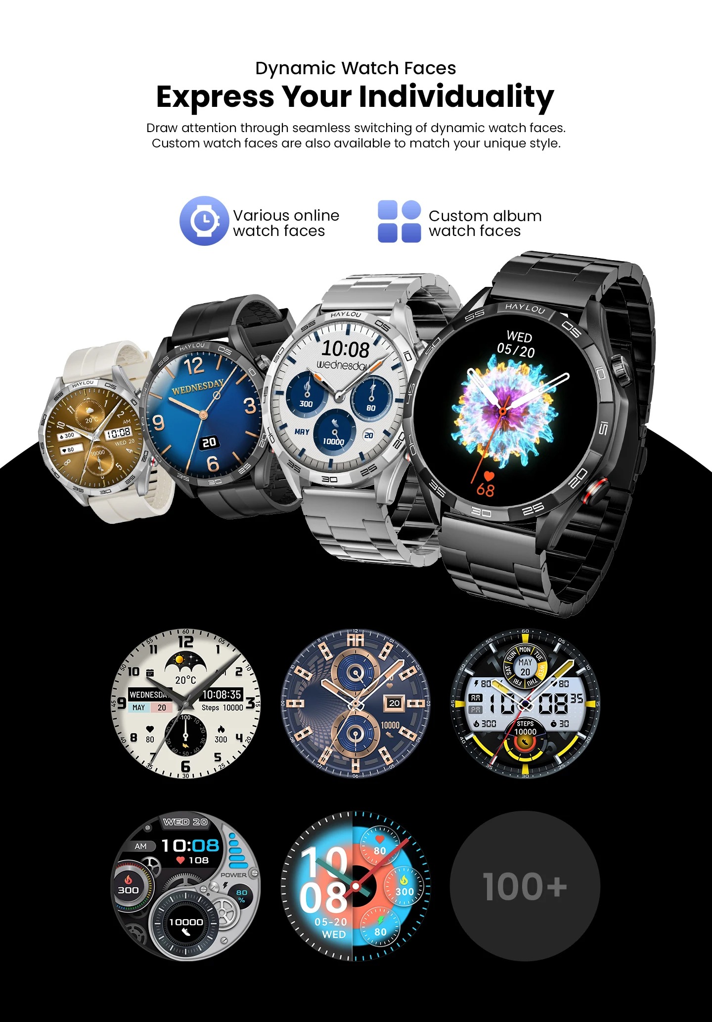 HAYLOU Solar 5 Voice Calling Smartwatch 1.58'' AMOLED Display 60Hz Smart Watch 24H Health Monitoring Sports Smartwatch for Men. 