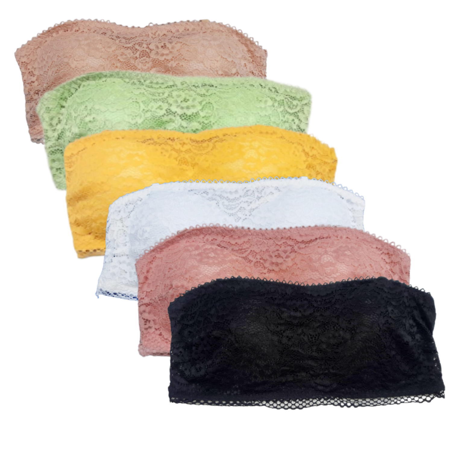 Women Non-Slip Strapless Stretch Lace Tube Bra Padded Wire Free Tube Bra Underwear. 
