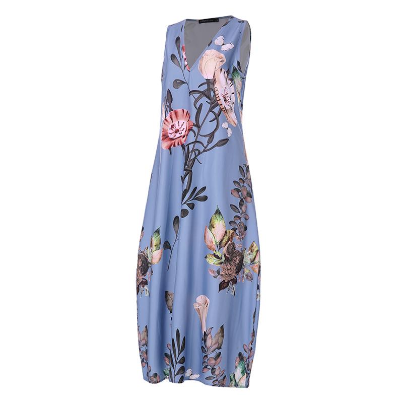 ZANZEA Summer Womens Summer Floral Printed Beach Dress Ladies Long Vest Maxi Dresses. 