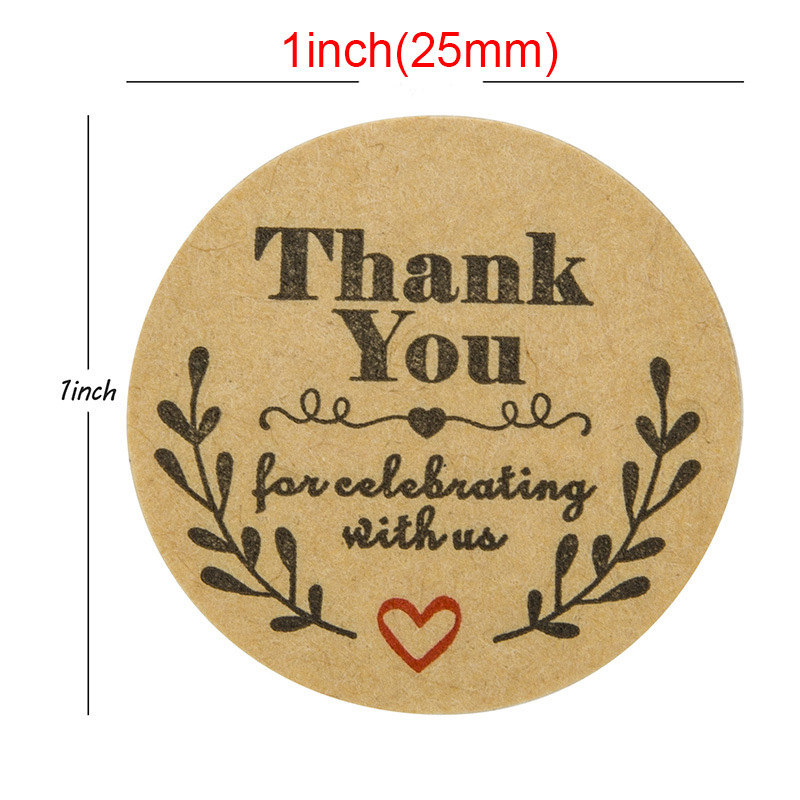500 Thank You Stickers Scrapbooking Label Wedding Stickers Adhesive Sticker Kraft Round Labels 8x5x4cm. 