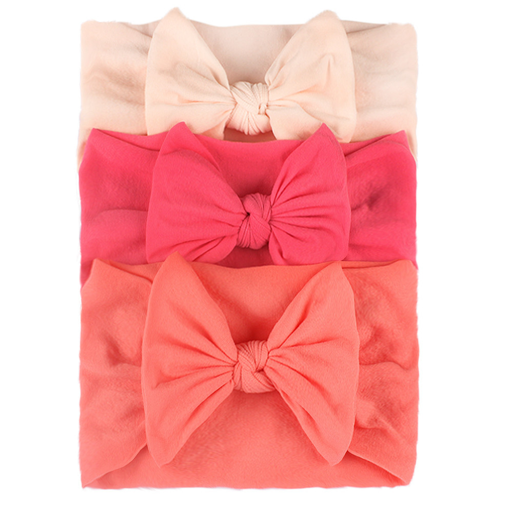 3Pcs Newborn Baby Headband Soft Bows Elastic Headbands Hair Band For Girls Solid Color Toddler Kids Turban Baby Hair Accessories. 