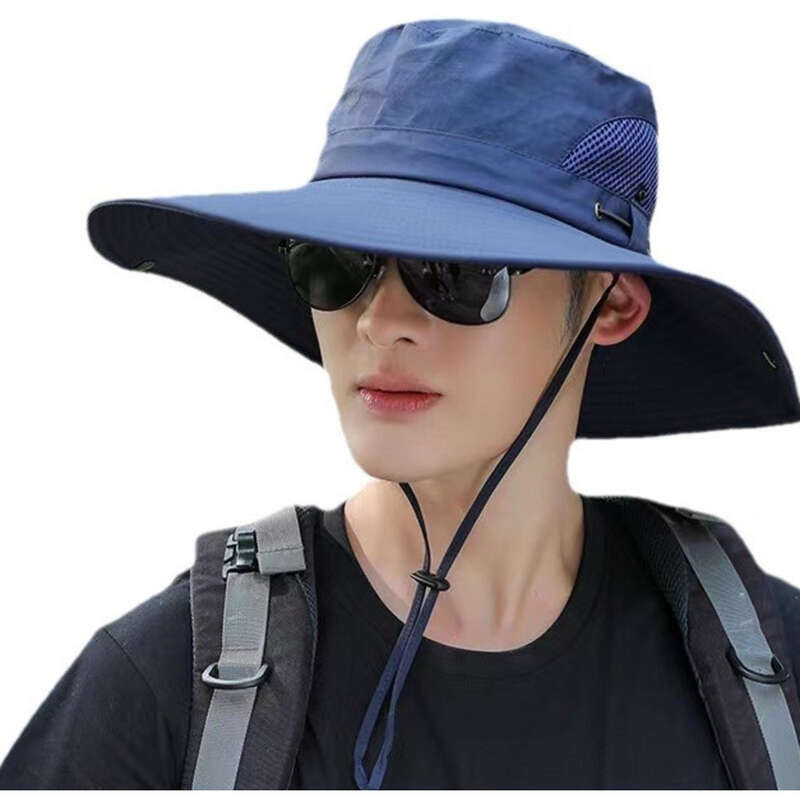 Spring Summer Men's 12CM Large Brim Fisherman's Solid Color Outdoor Mountaineering And Fishing Hat, Sun Hat_voghion.com