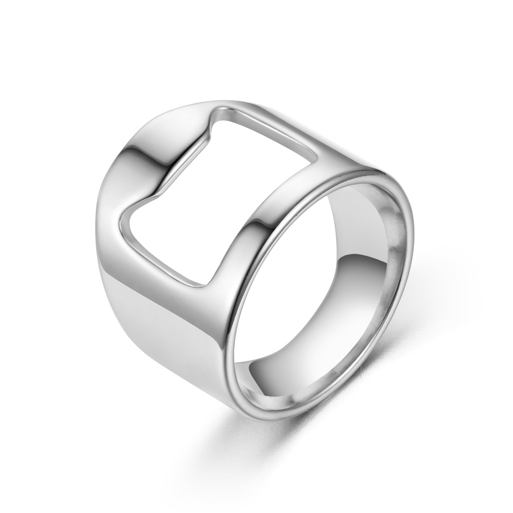 Men Bottle Opener Rings -Stainless Steel Finger Ring -Ring-shape Bottle Cap Opening Remover Tools