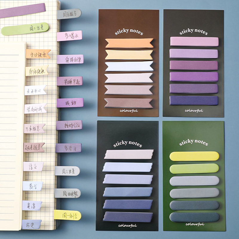 Panda Online 120 Sheets 6 Colors Morandi Gradient Color Sticky Notes Set Memo Pad Lable Sticker Bookmarks Notepad Sticky Index. 