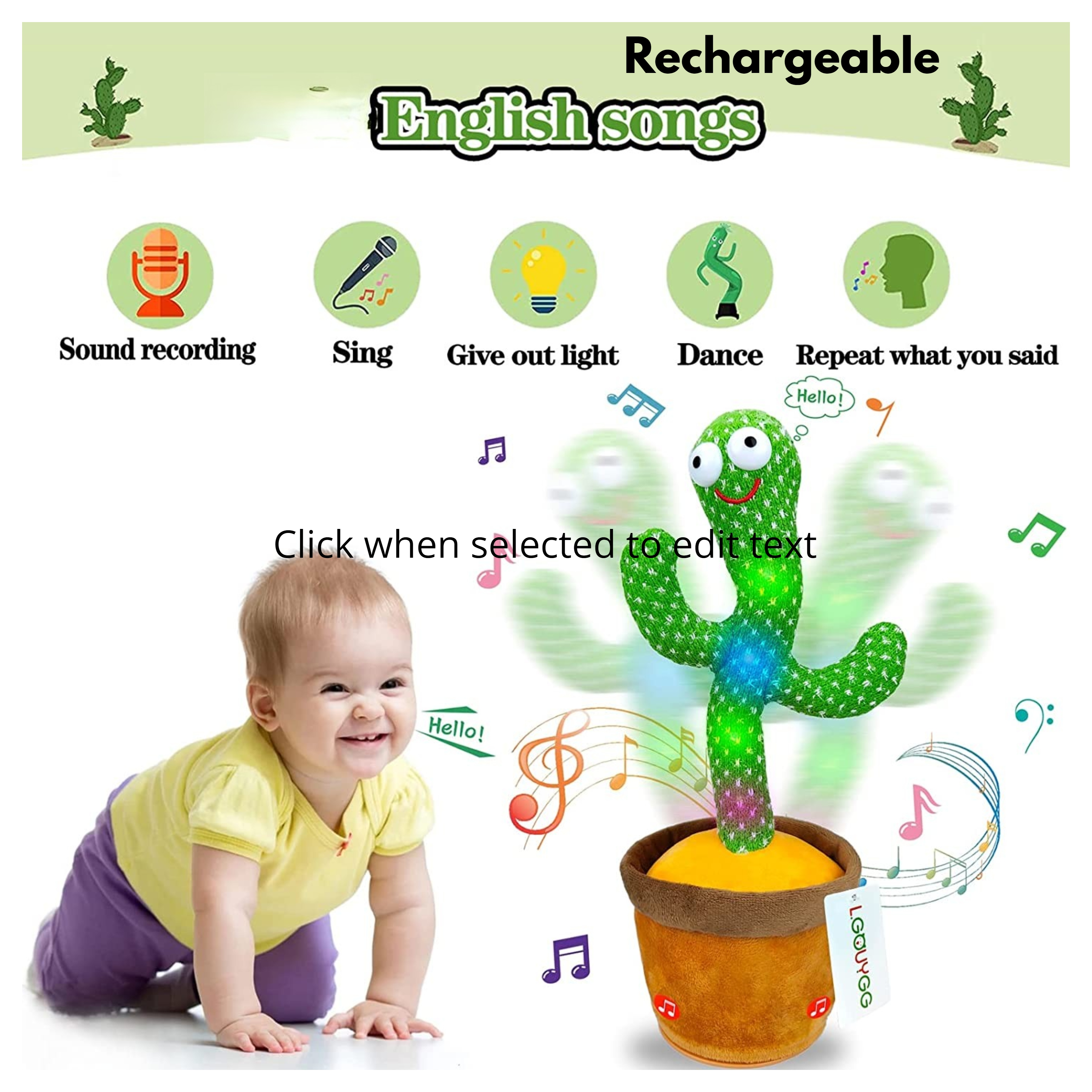TikTok Dancing Cactus Toy with 60 Popular Songs + 3 Costumes Talking Singing Electric Musical Plush Children Toys Repeats Imitating Mimicking Voice