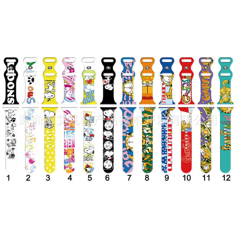 Cartoon animated Snoopy Garfield pattern silicone suitable for Watch strap Apple iWatch 7. 