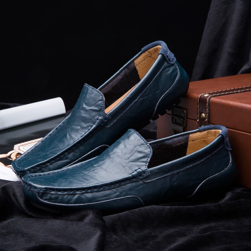 【ALLGOOD】Men's Leather Casual Shoes Outdoor Fashion Men Loafers Spring Autumn Cow Leather Loafers Soft Comfortable Male Business shoes. 