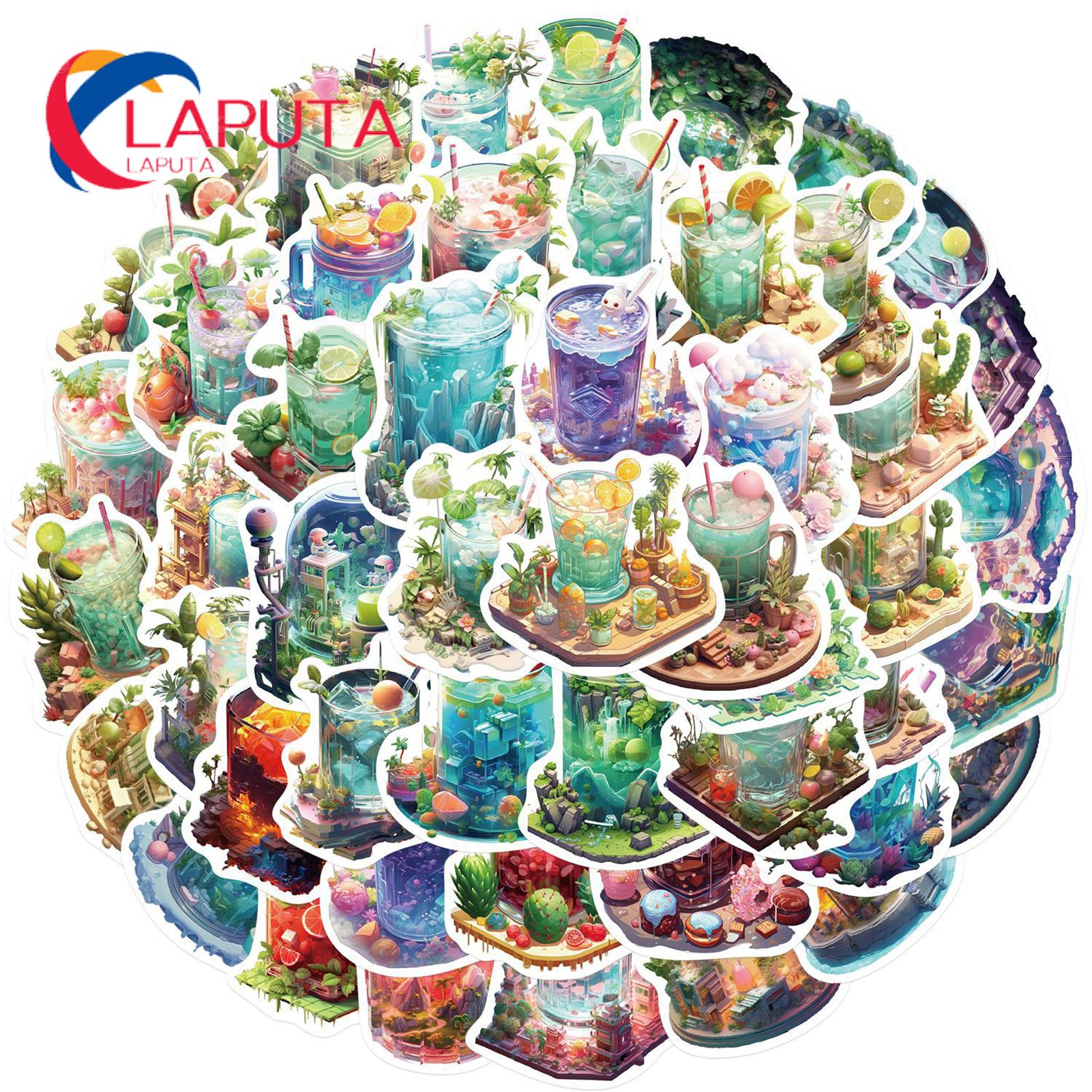 Waterproof Pvc Stickers Vintage Waterproof Stickers Set 50pcs Microscopic Bottle World Decals for Phone Laptop Guitar Notebook Suitcase Diy Aesthetic Journaling Materials Graffiti Sticker Set. 