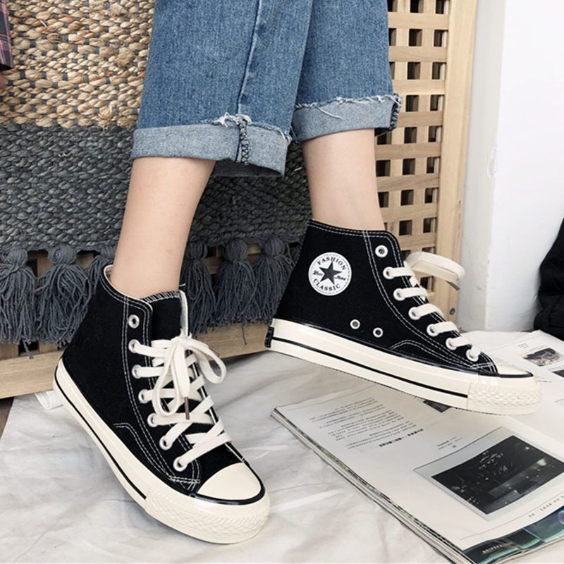 High-Top Platform Lace-up Canvas Shoes Female Autumn Korean
