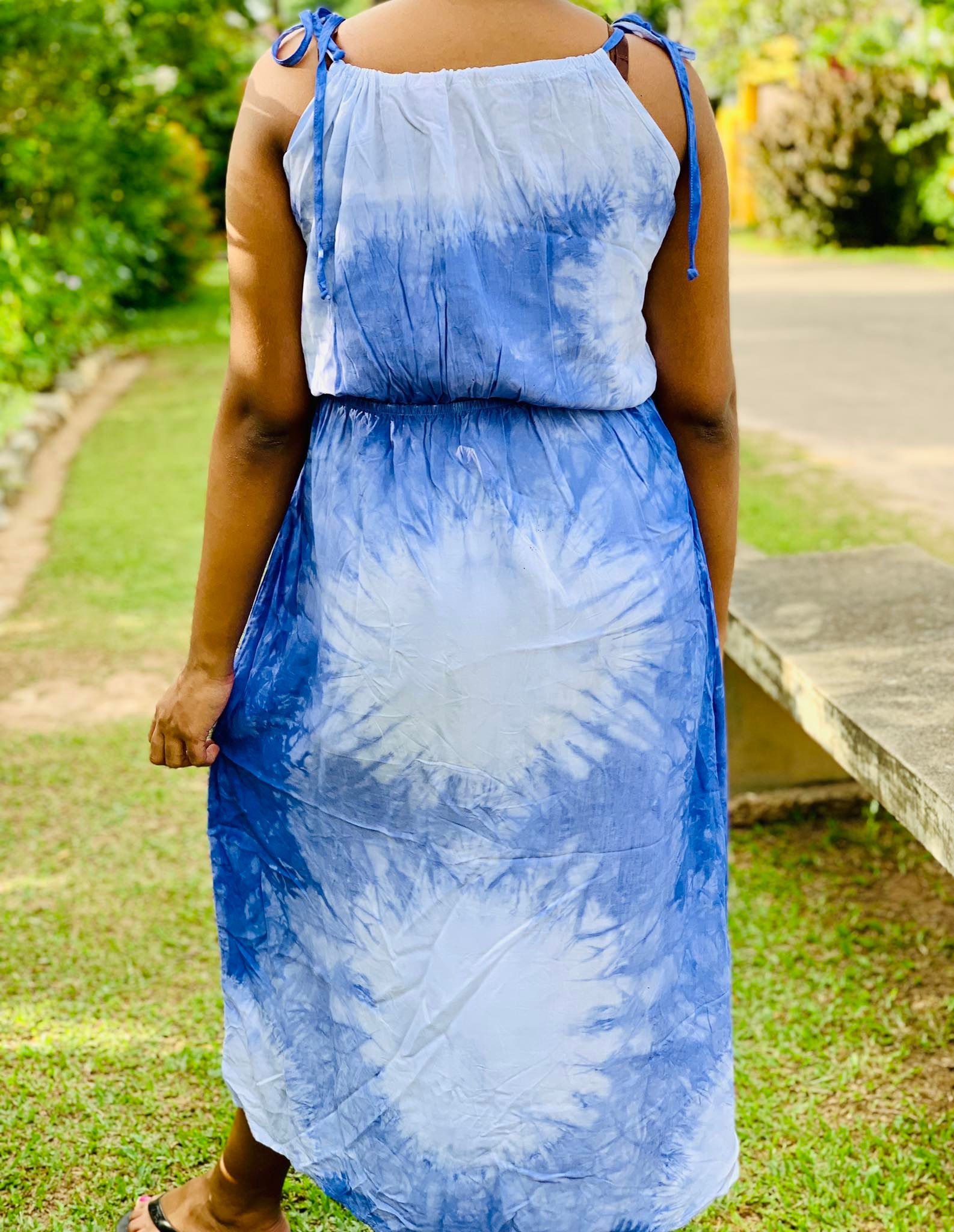 Tie Dye Split Thigh Satin Cami Dress. 