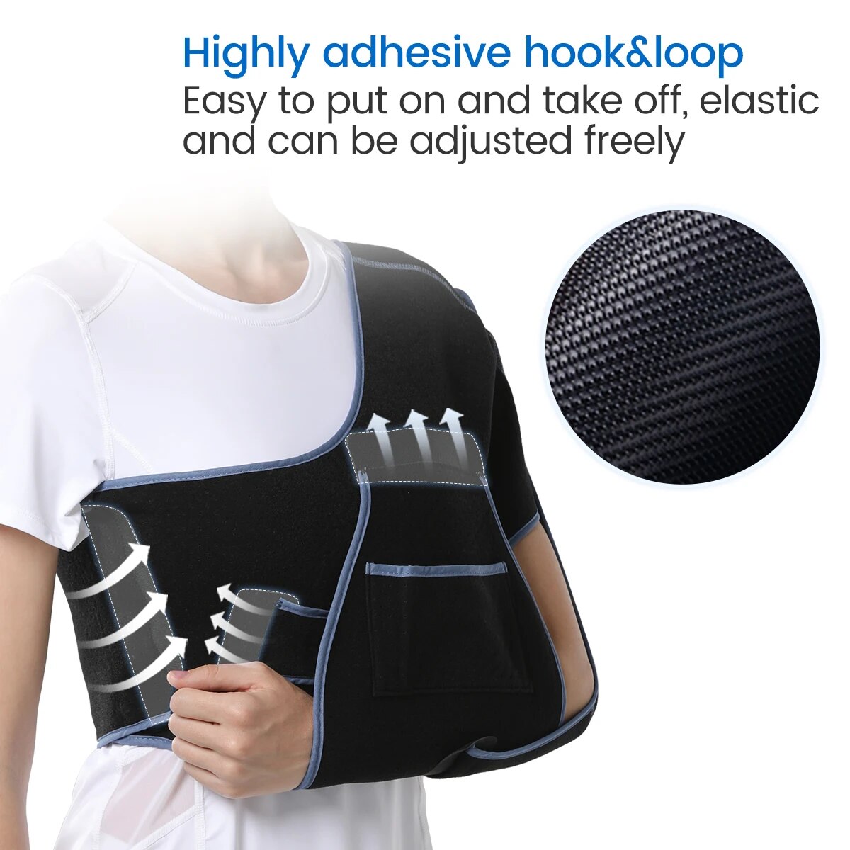 VELPEAU Shoulder Sling Brace For Rotator Cuff Break, Arm Injury and Fracture Arm Immobilize Breathable and Soft for SleepingHats & Caps. 