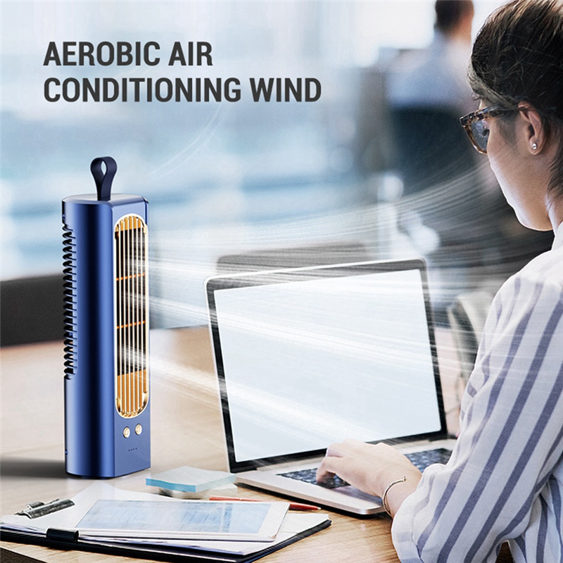 Household Tower Fan 90° Circulation Oscillating Quiet Cooling Air Conditioner Blue. 