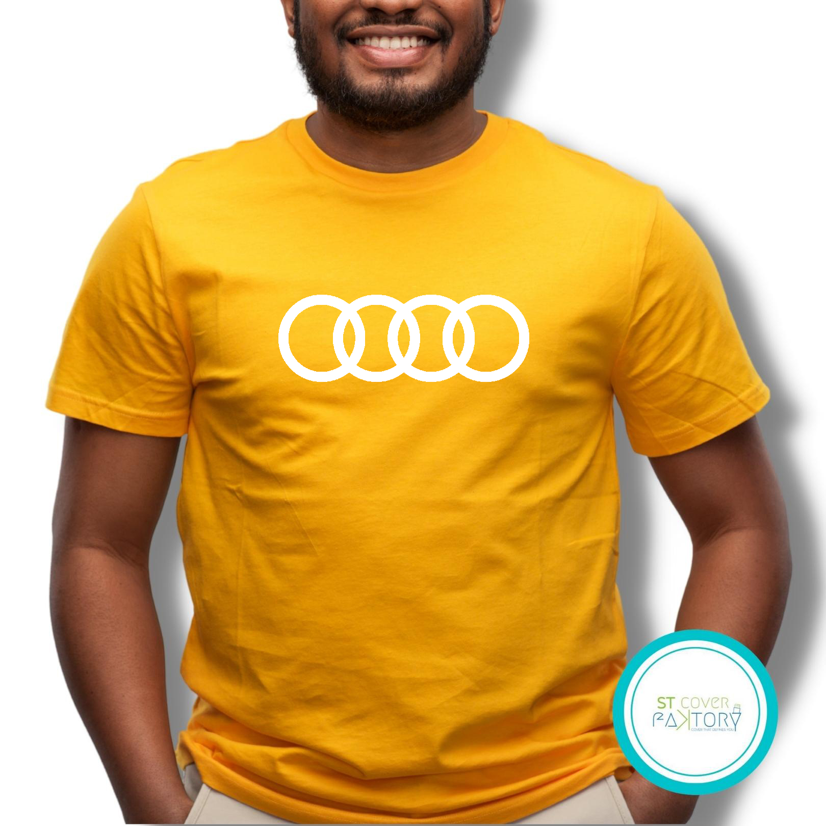 Audi yellow Tshirt unisex tees designer tees crew neck silver