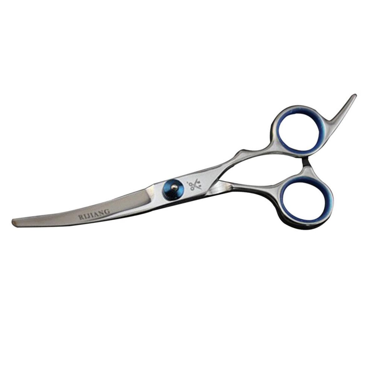【KuaKe Mall】6" 7'' Steel Curved Blade Scissors Dog Cat Cutting Hair Scissors Barber Holder Up/Down Curved Scissors