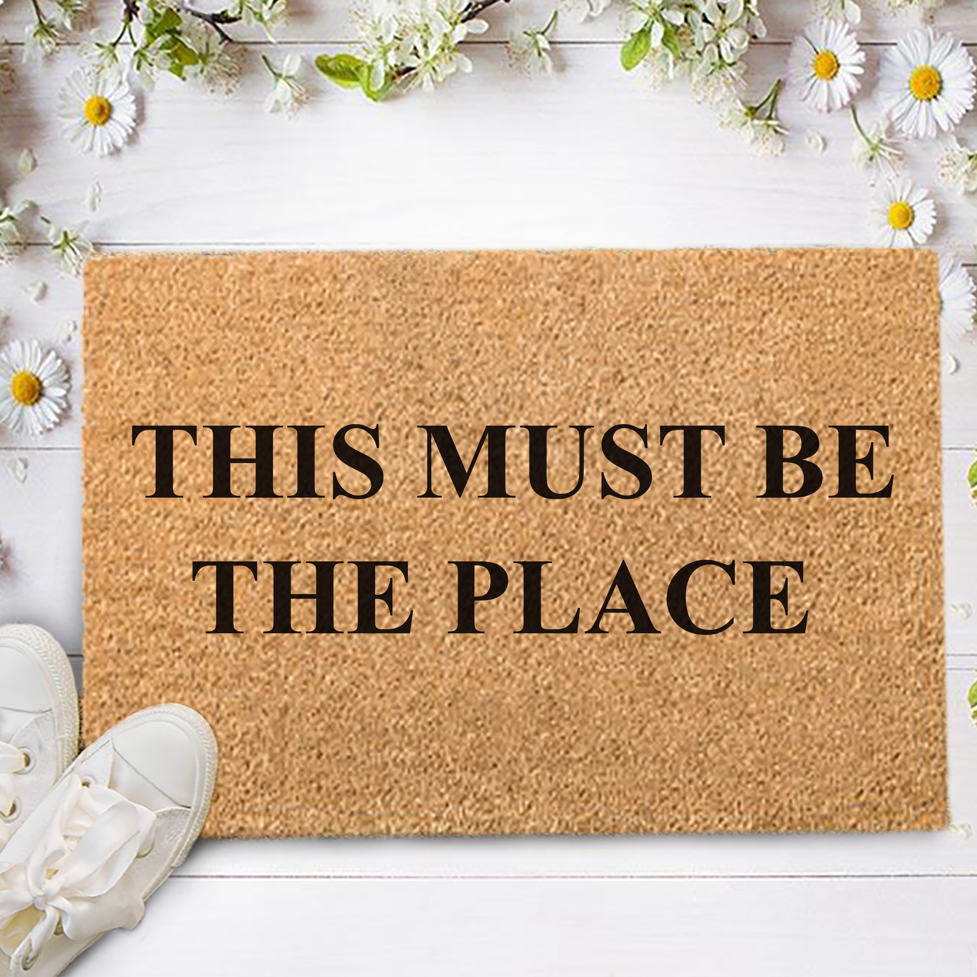 This must be the place Personalised Welcome Rug. Coco Doormat. Coir Brush Mat. Welcome Rug. Welcome Carpet. Wording Rug. 