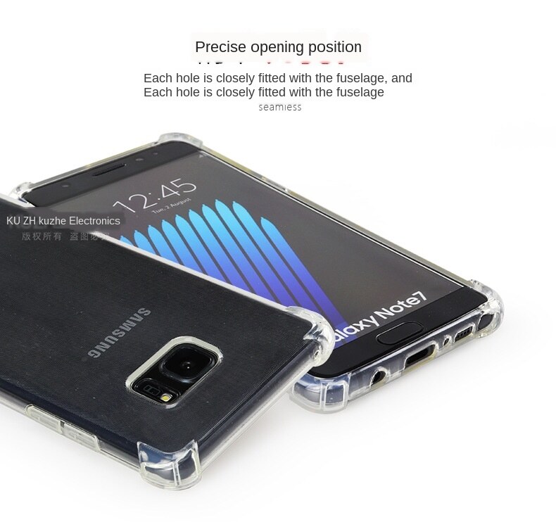 Phone Case For Samsung Galaxy Note Fan Edition / note FE / note 7 Silicone Clear Shockproof Cover Transparent Soft TPU Bumper Casing. 