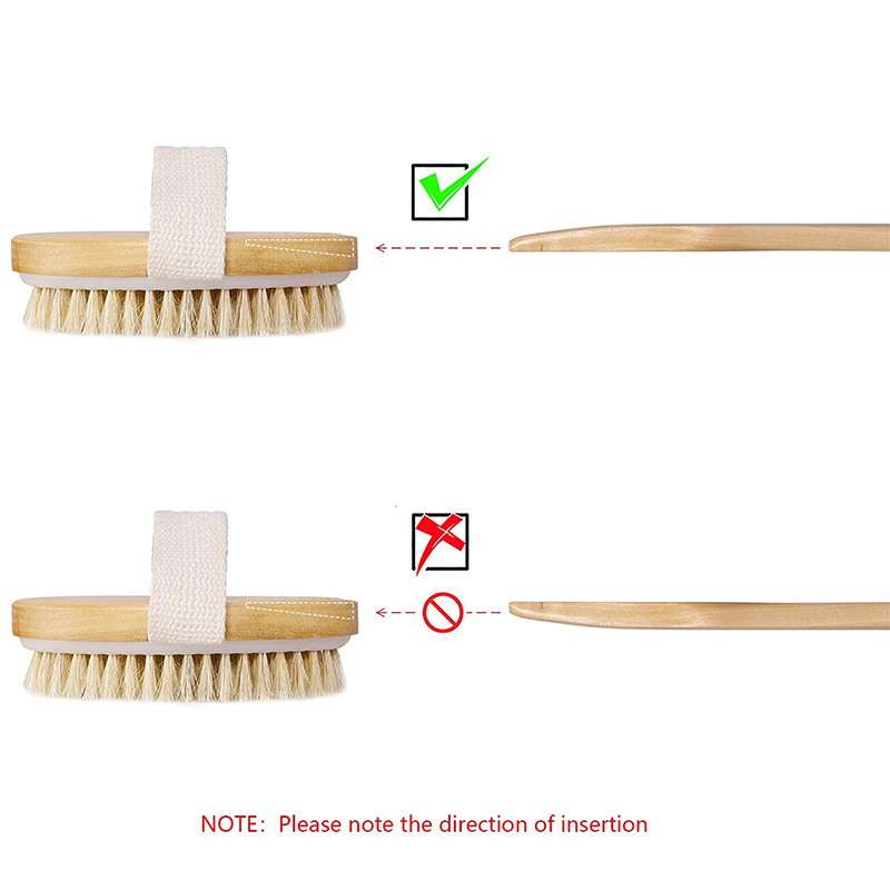 Dry Brushing Body Brush Set of 2, Dry Skin Exfoliating Brush, Handle Back Scrubber for Shower, Dry Brush for Cellulite. 
