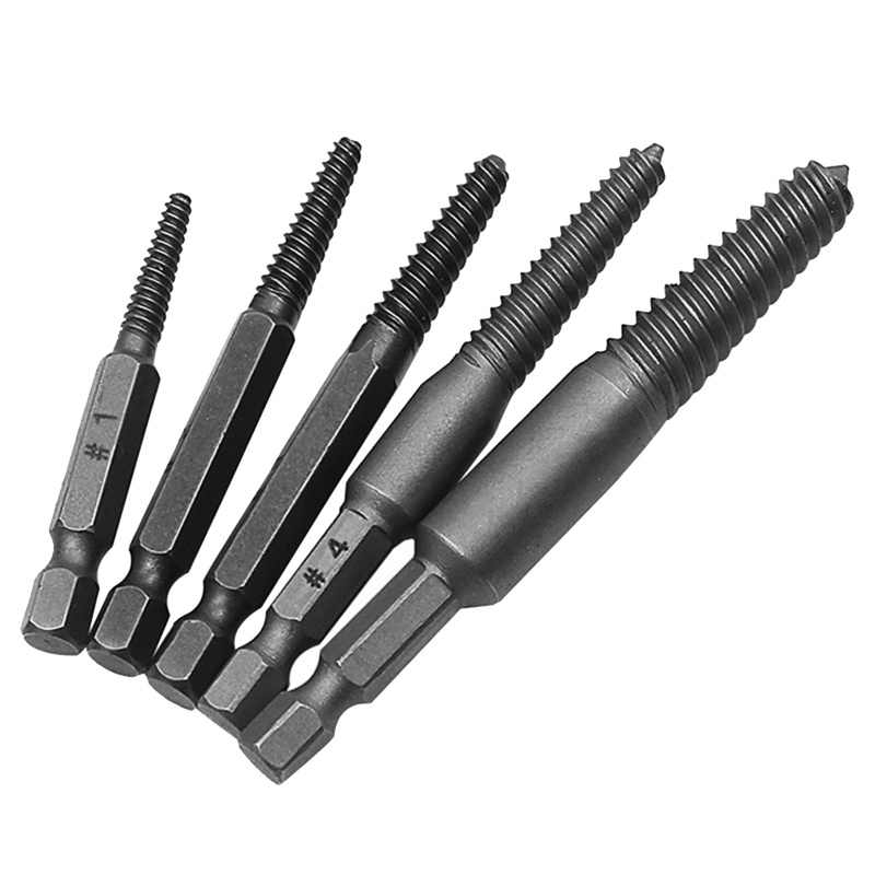 PCF* 5x Spiral Flute Bolt Extractor Hex Shank Screw Extractor for Remove Broken Bolts. 