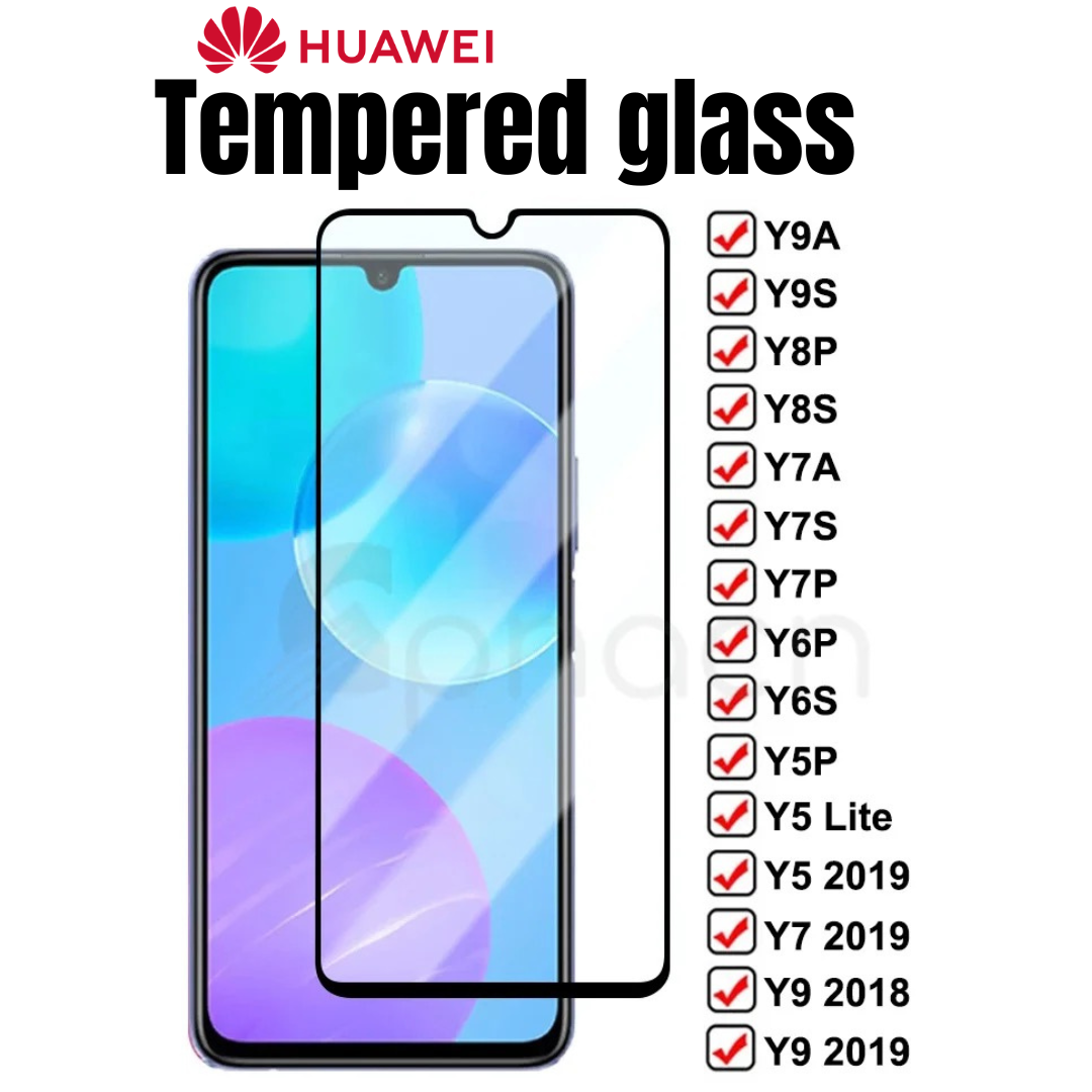 Full Glue Anti-Fingerprint Tempered Glass For Huawei Y7A Y7P Y6 Y7