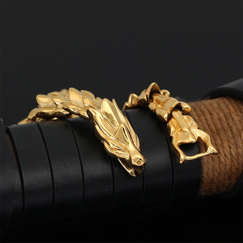 Hip Hop Keel Bracelet for Men Vintage Alloy Dragon Charm Fashion Accessory. 