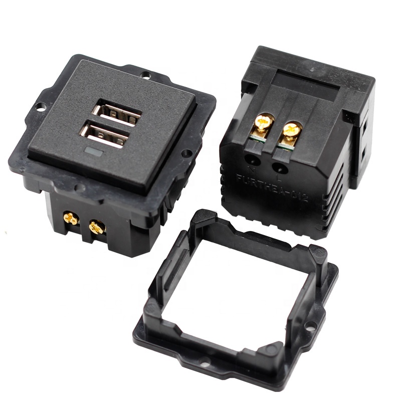 Usb Ac Power Socket Embedded Desk Receptacle Dc Charging Power Panel Module Outlet 5v 220v With Led Indicator. 