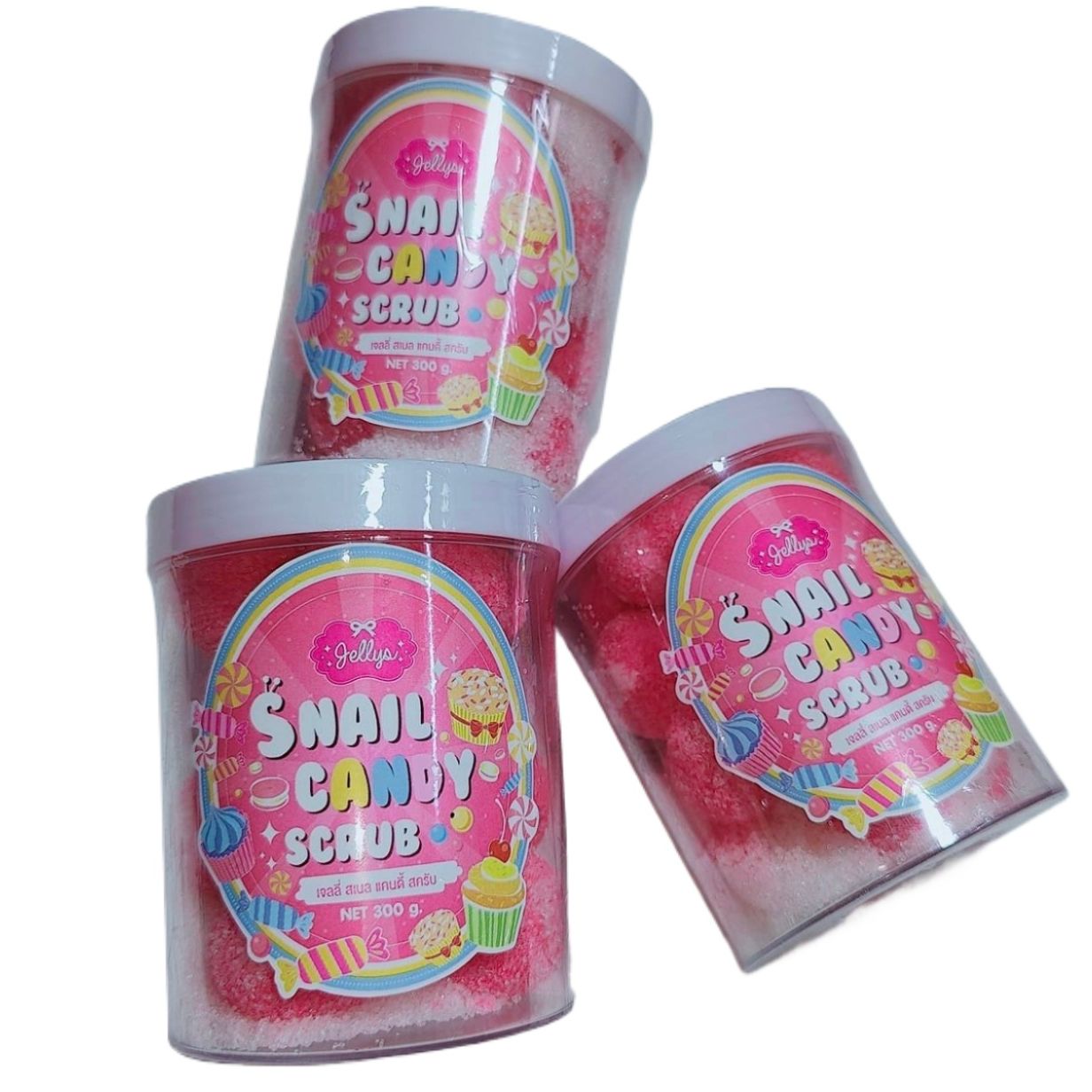 Jelly's Snail Candy Whitening Body Scrub jscs 16 Balls Dead Skin Cells to Reveal Smooth Healthy Skin 300g made in Thailand