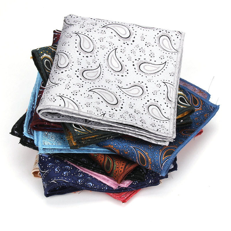 Polyester Handkerchiefs Woven Paisley Pattern Hanky Men's Business Casual Square Pockets Handkerchief Wedding Hankies. 