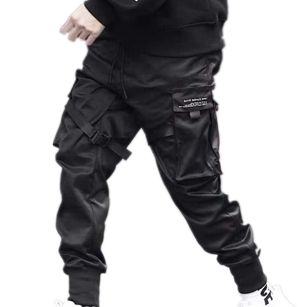 Men's Solid Drawstring Cargo Pockets Trousers Sports Long Pants Gym