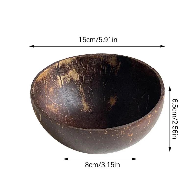 12-15cm Handmade Woode Natural Coconut Bowl And Spoon Set Fruit Salad ...