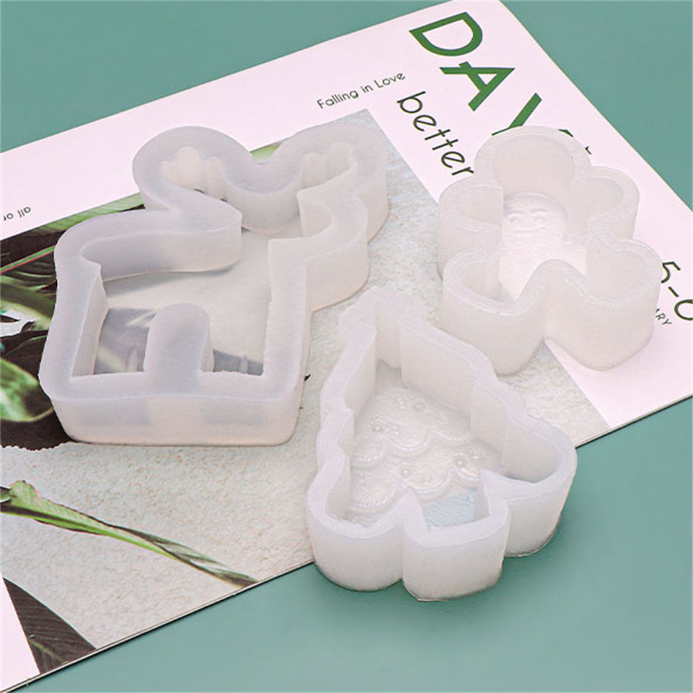 Christmas Tree Candle Mold DIY Ginger Bread Man Snowman Candle Making Chocolate Soap Resin Mold Silicone Mold For Candle Making. 