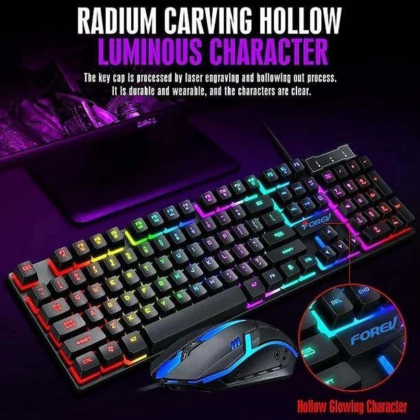 Gaming Keyboard & Mouse Combo Forev FV-Q3055 With RGB Lighting