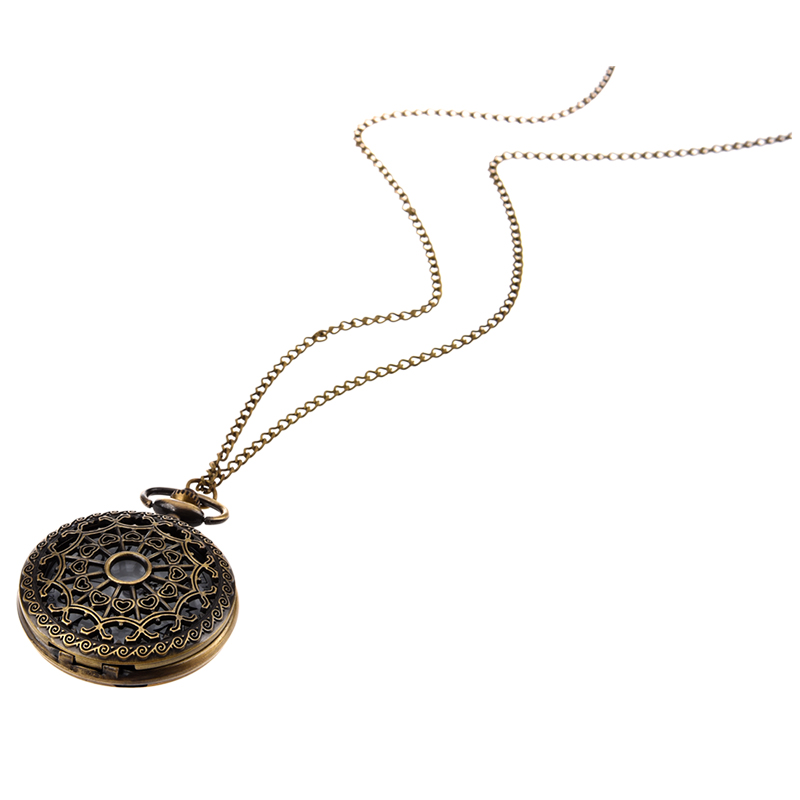 【ThinkWay】Retro Antique Bronze Spiderweb Pattern Pocket Watch Quartz Clock Necklace Pendant. 