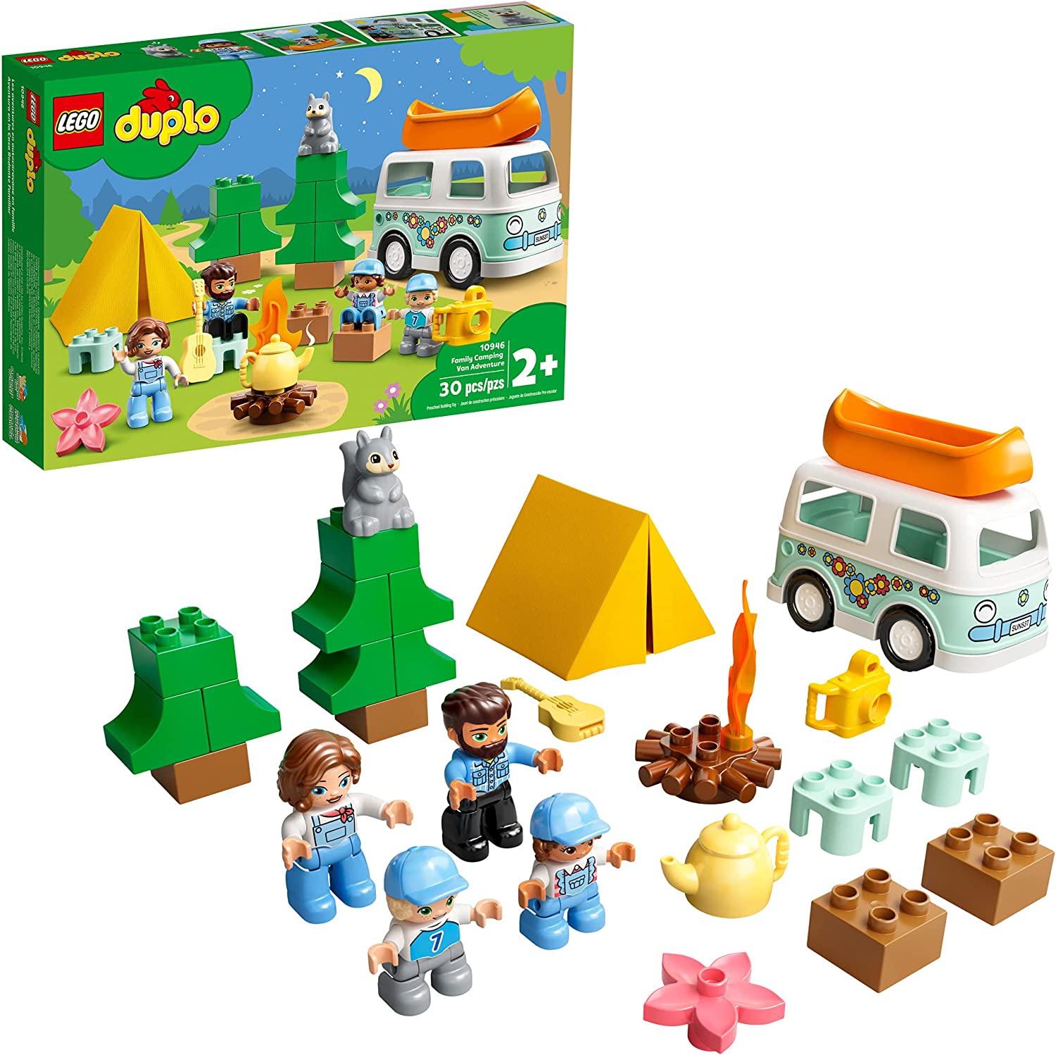 LEGO DUPLO Town Family Camping Van Adventure - 10946 - Playing and Learning Blocks for Toddlers and Kids - New 2021 - (30 Pieces)