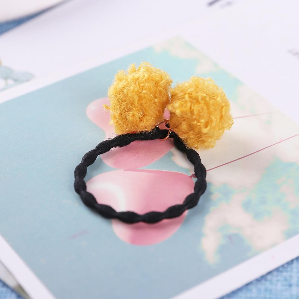 Cute Kids Girls 2 Fleece Balls Hair Rope Princess Elastic Hair