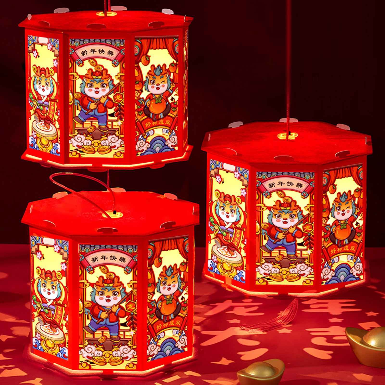 Festive Lantern Decoration Handcrafted Glowing Lantern Blessing Projection Kit for Festive New Year Decoration Southeast Asian Buyers New Year Lantern. 