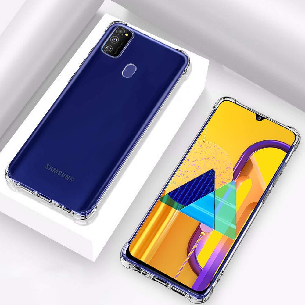 Luxury Shockproof Clear Case For Samsung Galaxy M21 Back Cover Transparent Silicone Case Soft Airbag Bumper Lens Protection Cute Design For Girls Boys New. 