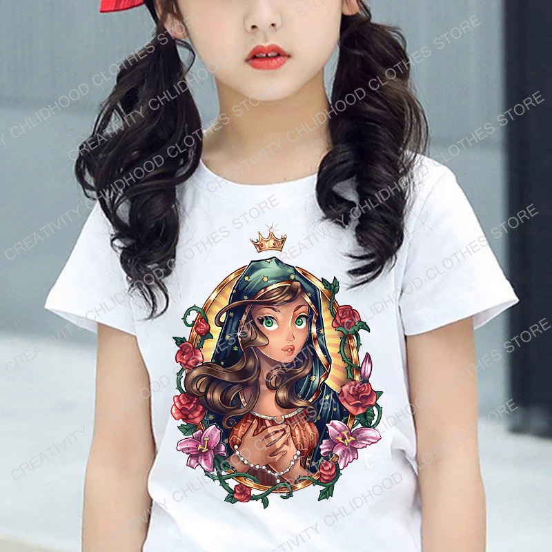 2022 Summer New Disney Princess Bad Girl Children's T-Shirt Clothes Kawaii Anime Cartoons Kid Boy Girs T Shirts Casual Tops Tees. 