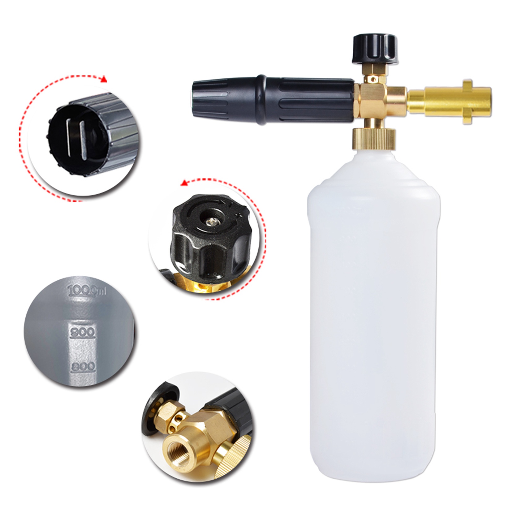 Pressure Washer Snow Foam Lance Nozzle Adjustable Foam Cannon Generator ...