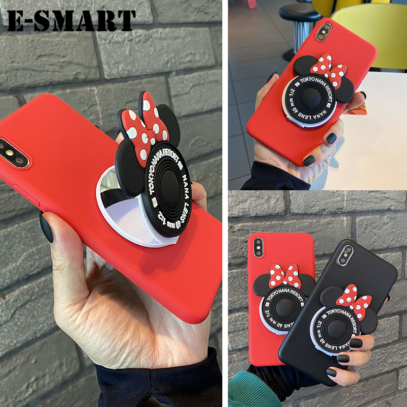 Phone Case Nokia 5.4 Back Cover Cute Cartoon Camera Stand Holder Silicone Soft Cases for Nokia 5.4 Makeup Mirror Phone Cover Case. 