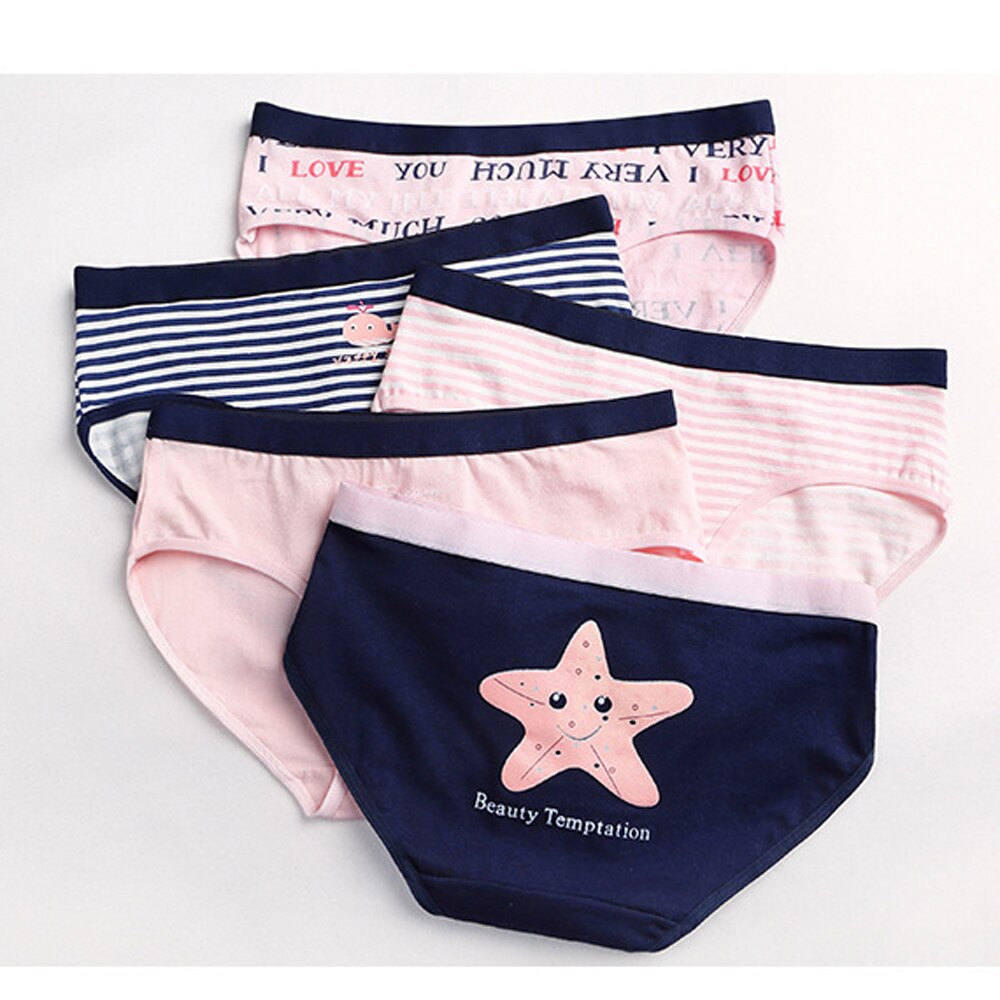 Women Panties Sexy Japan Harajuku Sweet Letter Sea Floral Print WDC504