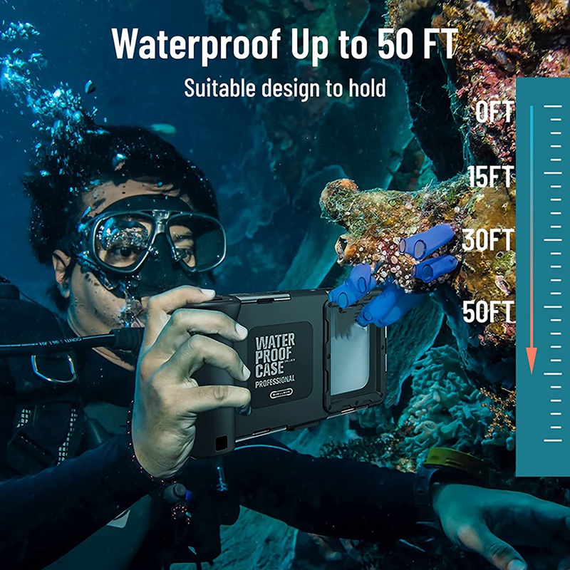 Submersible Waterproof Case for iPhone 13/12/11 Pro Max Waterproof Case, Underwater Case for Snorkeling Kayak Floating. 