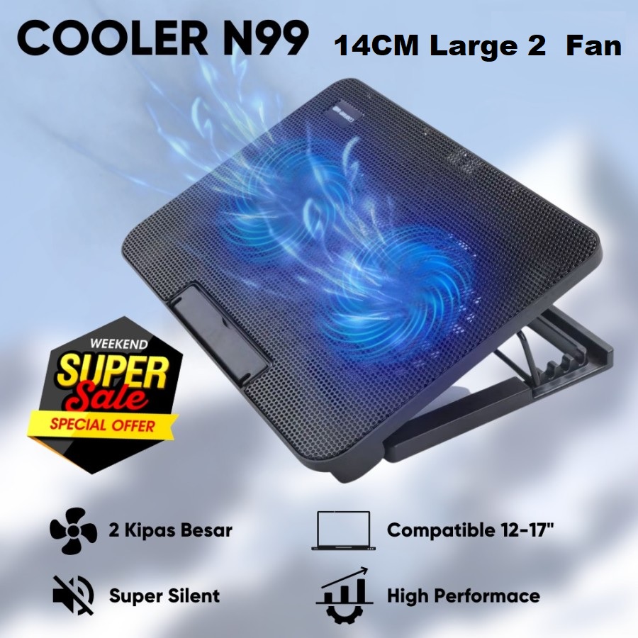 Gaming Laptop Cooling Pad 2 Fans With Screen Cooler Stand Pad Cooling