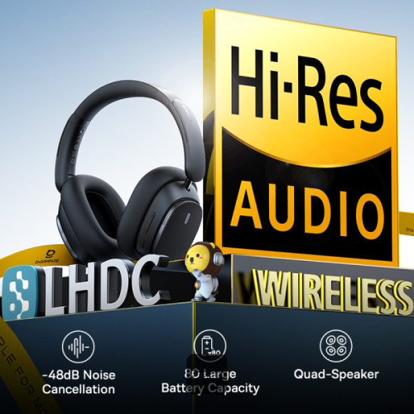 Baseus H1 Pro Wireless Headphone Hybrid -48dB Active Noise Cancellation Bluetooth Headset Hi-Res Certified LHDC Code Earphone. 