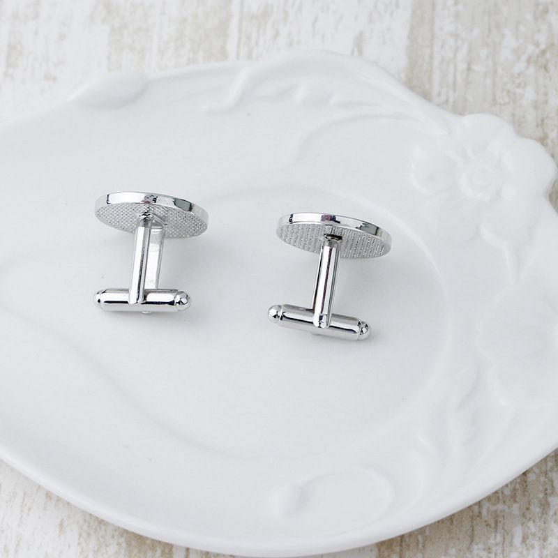 1 Pair Fashion Men's Cufflinks Round Shirt Cufflinks(Silver+blue). 