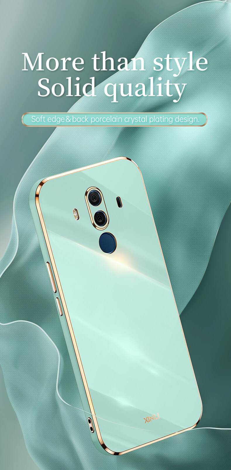 For Huawei Mate 10 Pro Back Cover Luxury 6D Plating Square Frame Shiny Case Camera Lens Protection Soft Silicone Mobile Phone Cases. 