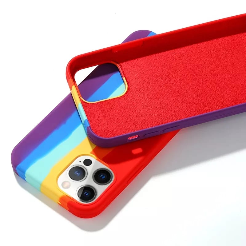 Rainbow Silicone Phone Case for iPhone 13 Soft TPU Rainbow Silicon Case Origina l Silicon Back Cover  iPhone 13 Back Cover. 