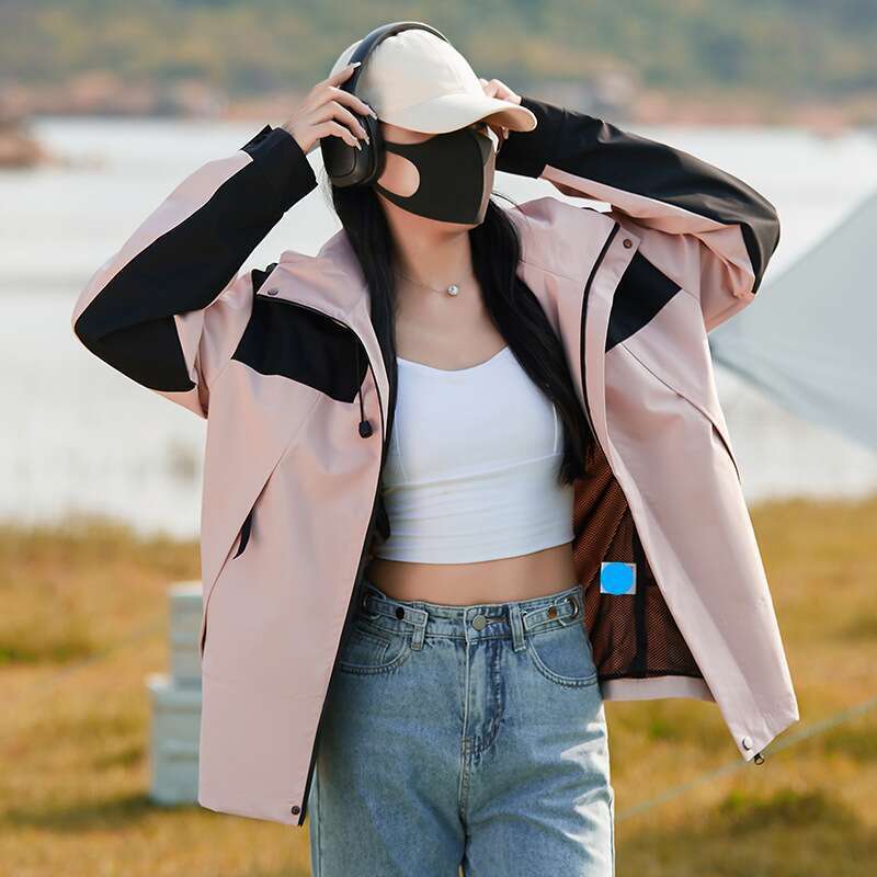 Spring Autumn New Outdoor Splicing Color Contrast For Couples, Windproof, Waterproof, Loose, Thin, Men's And Women's_voghion.com